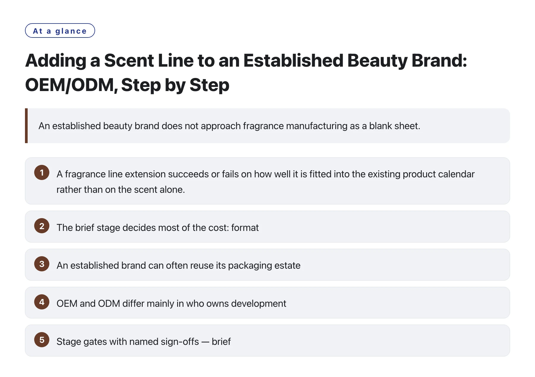 Adding a Scent Line to an Established Beauty Brand: OEM/ODM, Step by Step——全文要点速览